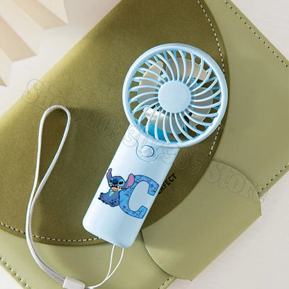 Lilo Stitch Letter A-Z Mini Fan Disney Kawaii Hand Fans Kids Summer Outdoor Portable Cooling Appliances Children Birthday Gift