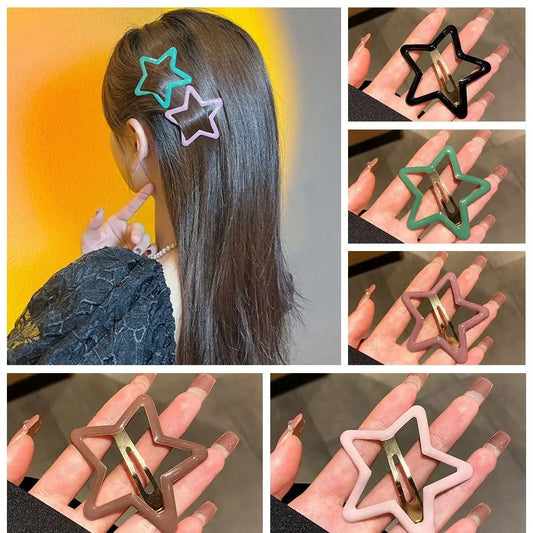 Personalized Pentagonal Star Star BB Hair Clip Alloy Metal Side Barrettes Geometric Colorful Y2k Hairpin Female