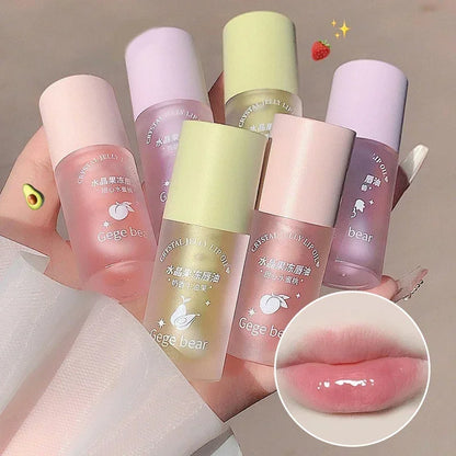 Crystal Jelly Lip Oil Hydrating Plumping Lip Coat For Lipstick Lip Gloss Tinted Clear Lip Plumper Serum Lip Care Fruit Lip Balm