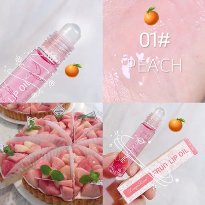 1Pcs Fresh Fruit Roll-On Lip Balm Moisturizing Clear Transparent Lip Oil Long Lasting Hydrating Lip Gloss Woman Makeup Cosmetics