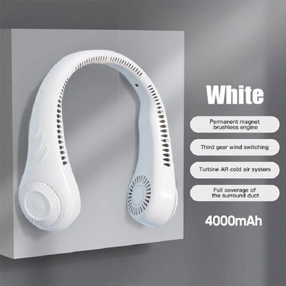 New Hanging Neck Fan Portable Cooling Fan USB Leafless 360 Degree Neckband Fan 78 Surround Air Outlets 4000Mah Rechargeable