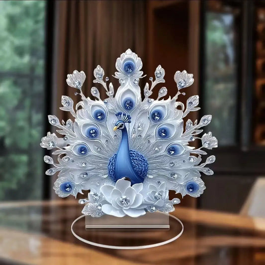 White Study Decor Peacock Figure Peacock Decor For Office Housewarming Gift Study