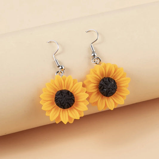 1pair Resin Daisy Chrysanthemum SunFlower Drop Earrings Multi-szie DangleEarrings Pendant For DIY Jewelry Gifts