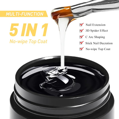 MTSSII 8ml 5 IN 1 No-wipe Top Coat Reinforcement Gel Nail Polish Efficient Function Adhesive Water Nail Art Gel DIY Design
