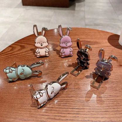 Bunny Finger Ring Holder Mobile Phone Mini Pull Rod Foldable Phone Finger Ring Holder Lazy Phone Back Sticker Pad Phone Kickstan