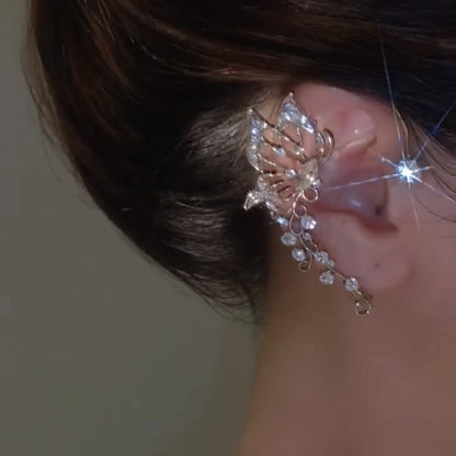 Sparkling Zirconia Ear Cuff Cilp Earrings Crystal Rhinestone Butterfly Ear Clips Without Piercing For Women Wedding Jewelry Gift