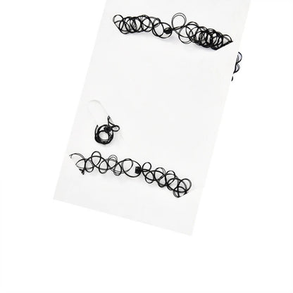 3Pcs Black Tattoos Choker Bracelet Ring Elastic Stretchable Chokers Gothic Tattoos Choker Chain Jewelry for Women Girls Dropship