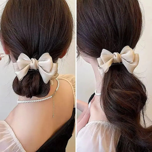 Back Head Hair Clamp Elegant Pastoral Style Bow Grab Clip Hair Accessories Hair Clip Women Girls