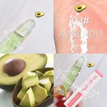 1Pcs Fresh Fruit Roll-On Lip Balm Moisturizing Clear Transparent Lip Oil Long Lasting Hydrating Lip Gloss Woman Makeup Cosmetics