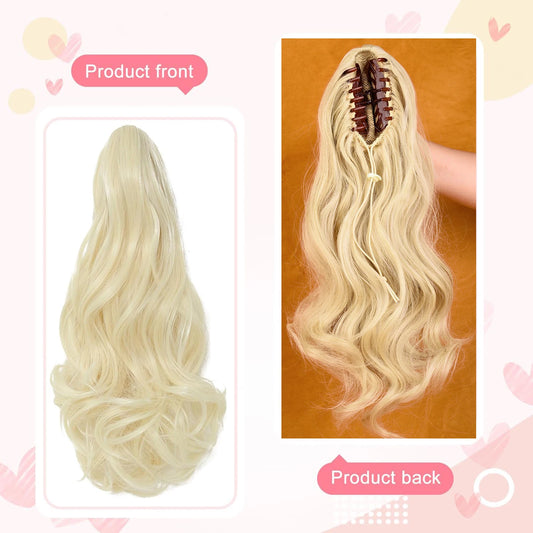 Synthetic Hair Piece Claw Clip in Ponytail Extension for women, Layered Wavy Hair Ponytail Extension, Soft Natural Looking