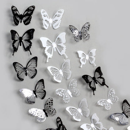 18pcs/lot Black Crystal Butterflies 3d Wall Sticker Beautiful Butterfly Living Room for Kids Room Wall Decals Home Decoration