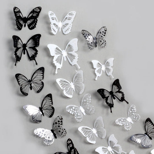 18pcs/lot Black Crystal Butterflies 3d Wall Sticker Beautiful Butterfly Living Room for Kids Room Wall Decals Home Decoration