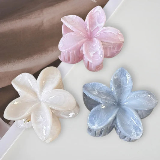 Frangipani Fresh and Sweet Egg Flower Back of Head Disc Hair Shark Clip Hair Ornament  Claw Hair Clips for Women