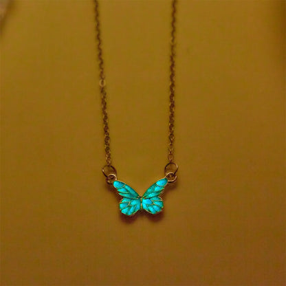 Luminous-Butterfly Necklace Bracelet For Women Vintage Glow In The Dark Pendant Necklace Christmas New Year Party Jewelry Gift