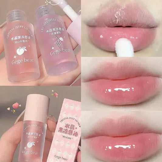 Crystal Jelly Lip Oil Hydrating Plumping Lip Coat For Lipstick Lip Gloss Tinted Clear Lip Plumper Serum Lip Care Fruit Lip Balm