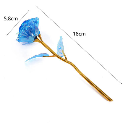 18cm 24k Golden Rose Flower Valentine Day Gift Artificial Roses Foil Rose Flowers Party Wedding Decoration Holiday Present