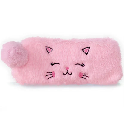Cute Cat Pencil Case Plush Pencil Cases For Girls Trousse Scolaire Soft School Supplies Estuche Escolar Stationery Pencil Pouch