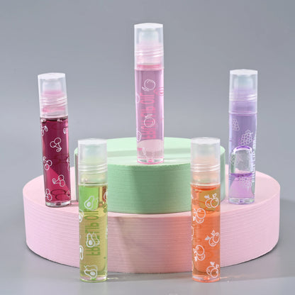 1Pcs Fresh Fruit Roll-On Lip Balm Moisturizing Clear Transparent Lip Oil Long Lasting Hydrating Lip Gloss Woman Makeup Cosmetics