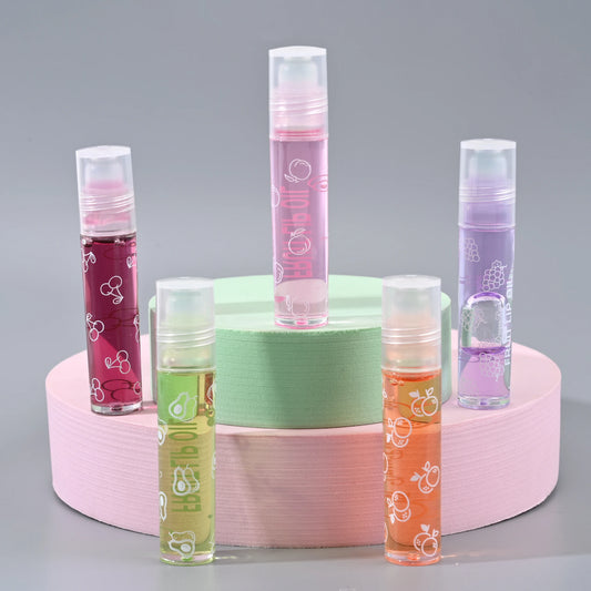 1Pcs Fresh Fruit Roll-On Lip Balm Moisturizing Clear Transparent Lip Oil Long Lasting Hydrating Lip Gloss Woman Makeup Cosmetics