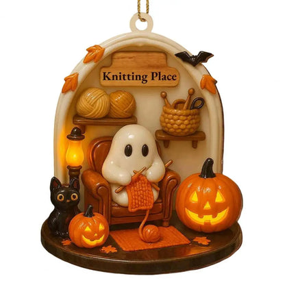 Cute Halloween Decorations Spooky Halloween Ghost Ornaments for Indoor Home Decor Acrylic Ghost-themed Hanging for Reading