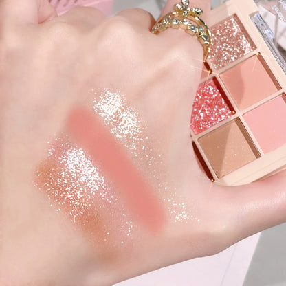 Shiny 9 Color Eyeshadow Palette Shiny Pearly Glitter FinishBrown Coral Chocolate Golden Eyeshadow Palette