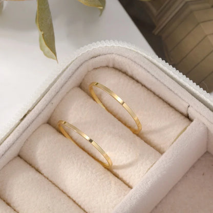 2Pcs Classic Simple Dainty Smooth Woman Thin Ring Top Quality Jewelry For Women Girls Fashion Wedding Party Jewelry Gift
