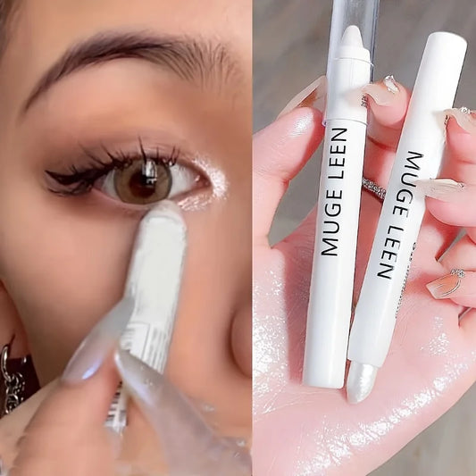 1PC Glitter Highlighter Pen Pearlescent Matte White Silvery Brighten  Eyeshadow Stick Shiny Eye Face Makeup
