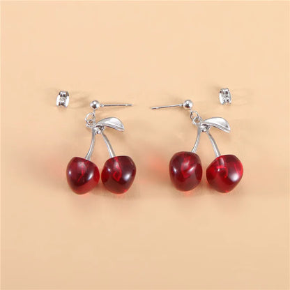 2023 New Fashion Trend Unique Design Elegant Delicate Red Cherry Stud Earrings For Women Jewelry Wedding Party Premium Gifts