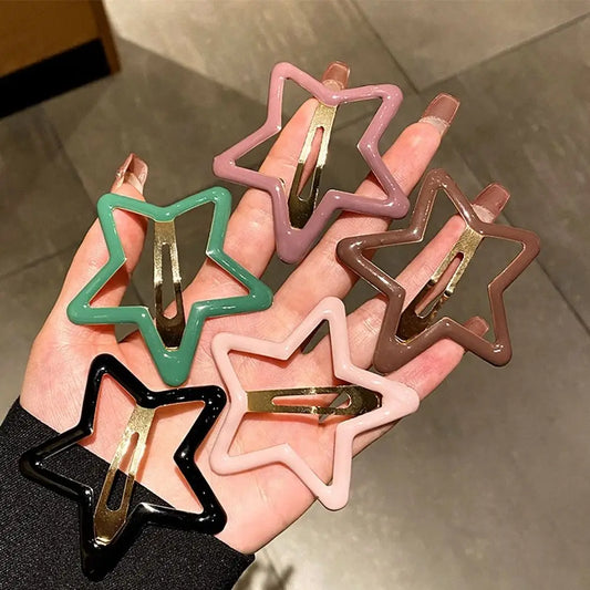 Personalized Pentagonal Star Star BB Hair Clip Alloy Metal Side Barrettes Geometric Colorful Y2k Hairpin Female