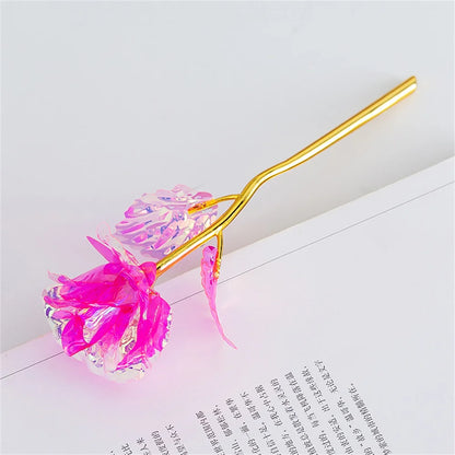 18cm 24k Golden Rose Flower Valentine Day Gift Artificial Roses Foil Rose Flowers Party Wedding Decoration Holiday Present