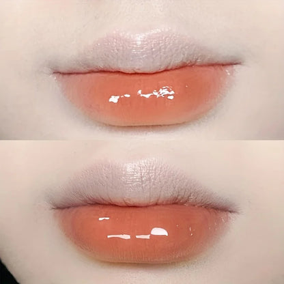6 color lip glaze, cute little bear, mirror gloss, jelly lips with sparkling light dew water, long-lasting stain resistant trans
